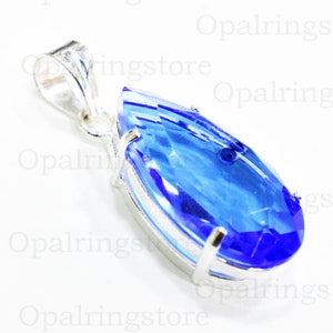 Natural Blue Topaz Pendant , 925 Sterling Silver Pendant, Gemstone Pendant, Dainty Pendant, Handmade Pendant,Valentine Gift Pendant