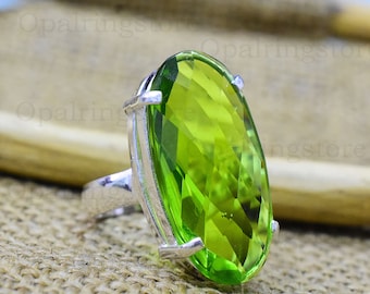 Anello con peridoto e topazio: fatto a mano in argento sterling 925, pietra grezza