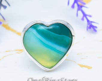 Botswana Agate Handmade Ring | 925 Sterling Silver Gemstone Boho Jewelry