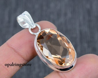 Handmade Citrine Pendant: 925 Sterling Silver Necklace, November Birthstone