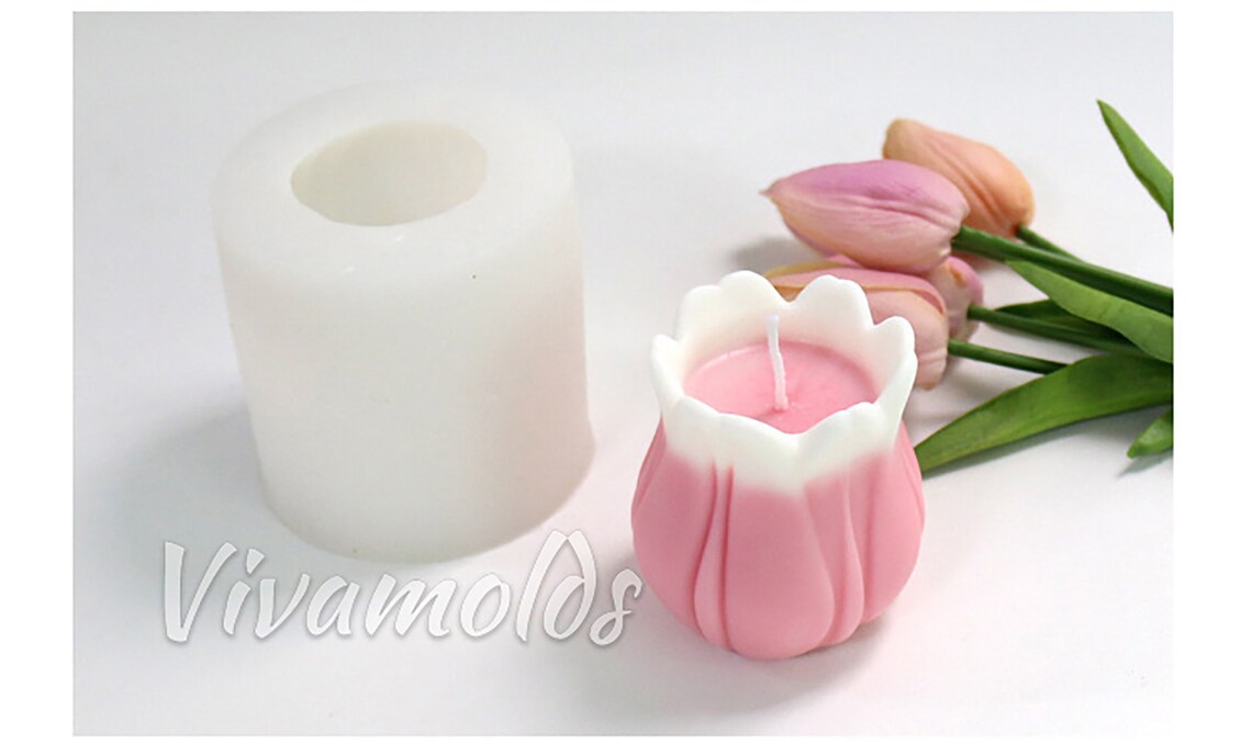 Flower Shape Candle Resin Mold Tulipshape Candle Silicone Etsy