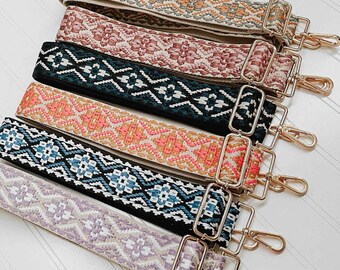 Purse Strap, Boho Bage Strap, Crossbody Strap for Purses, Embroidered Purse Strap, Vintage Jacquard Bohemia Guitar Strap