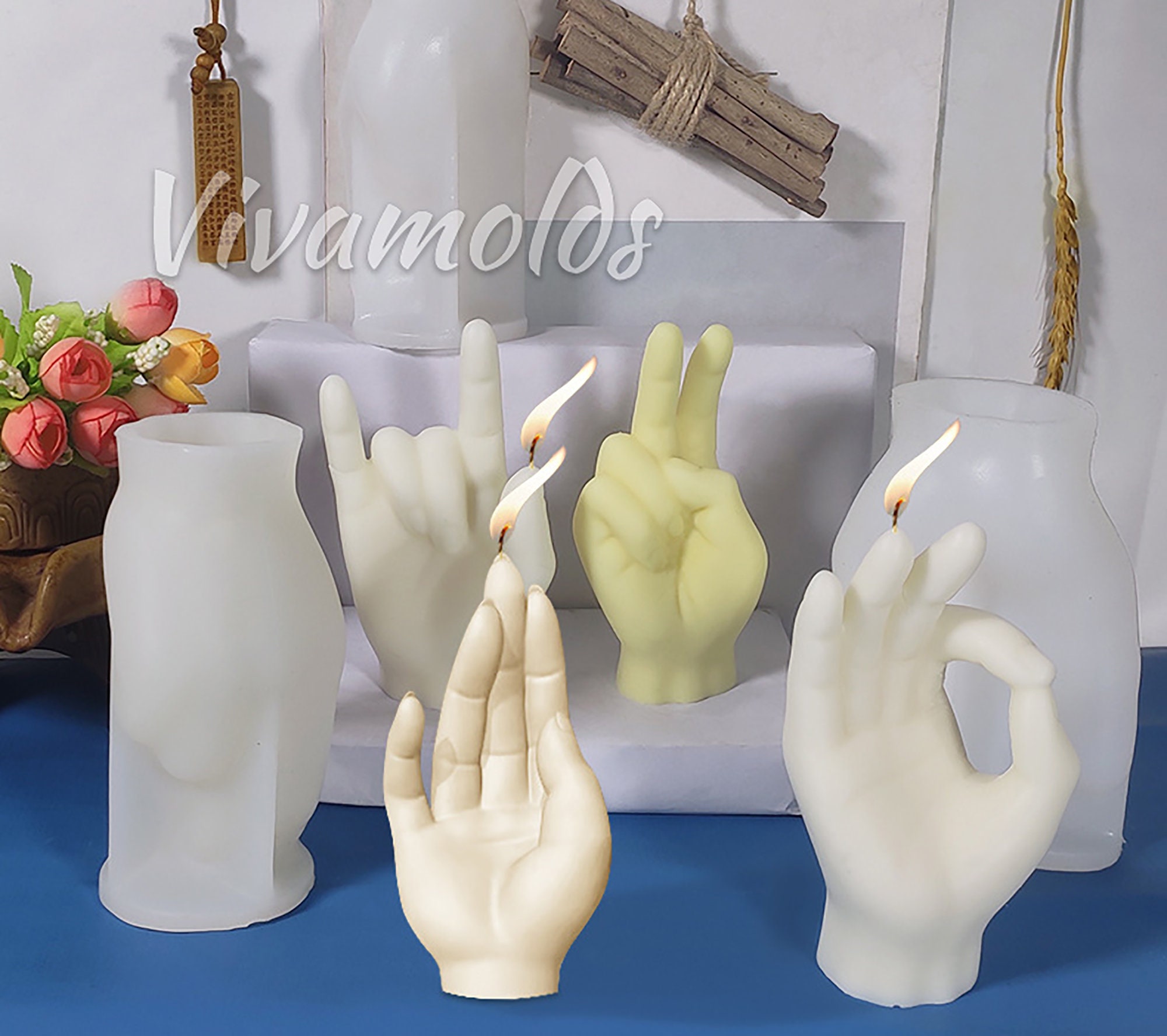 Hand Shape Candle Resin Mold Gesture Candle Silicone Mold Etsy