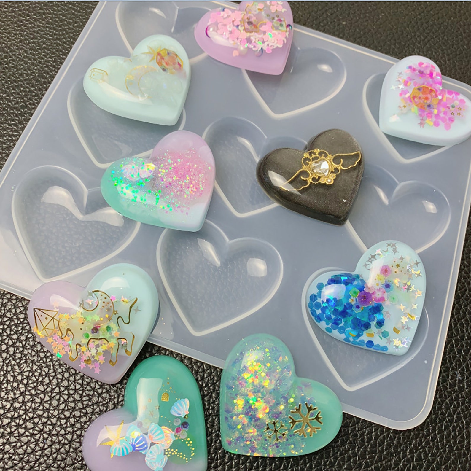 Gemstone Silicone Molds Heart Resin Mold Pendants Silicone Etsy UK