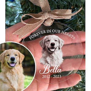 Dog Photo Ornament, Custom Dog Angel Acrylic Ornament, Dog Memorial Ornament, Dog Photo Gift, Loss Of Dog Gift, Dog Lover Christmas Ornament