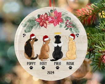 Personalized Dog Ornaments, Dogs Christmas Ornament, Dog Holiday Ornament, Christmas Gift for Dog Lover, Dog Memorial Ornament, Dog Angels