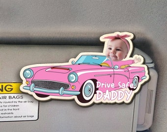 FREE DEMO Fathers Day Car Visor Clip, Custom Baby Face Photo Visor Clip, Drive Safe Daddy, Fathers Day Gift from Daughter, Dad Picture Frame