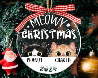 Personalized Cat Ornament, Cat Christmas Ornament, Meowy Christmas, Cat Breed Ornament, Cat Lover Gift, Cat Ornament 2023, Christmas Gift