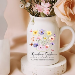 Grandma Flower Vase, Grandma Garden Ceramic Vase, Nana Vase, Nana Garden Flower Pot, Mothers Day Gift, Grandma Gift from Grandkids imagem 1