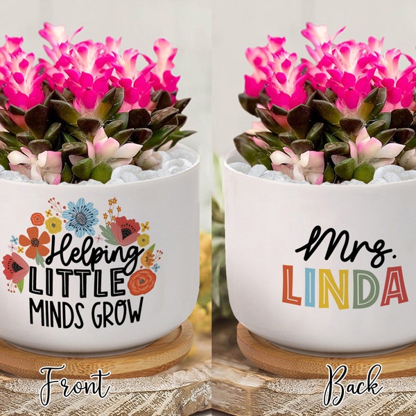 Personalized Teacher's Plant Pot, Helping Little Minds Grow, Flower Plant Pot, Back To School Gift, Ceramic Plant Pot, Plant Lover Gift