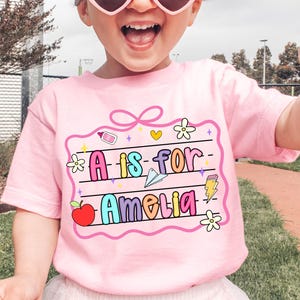 Personalized Back To School Kids Shirt, Custom Alphabet Kids Shirt, Preppy Cute Kindergarten Shirt, Toddler School Tee, Elementary School