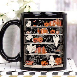 Reading Ghost Halloween Mug, Ghost Reading Book Coffee Mug, Cute Halloween Mug, Bookish Ghost Mug, Halloween Decor Housewarming Gift