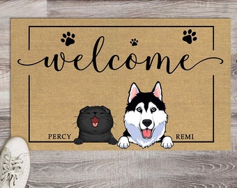 Personalized Pet Doormat, Custom Dog Cat Doormat, Funny Pet Welcome Mat, Dog Lovers Gift, Cat Owner Gift, Cat Mat, Dog Mat, Gift For Pets