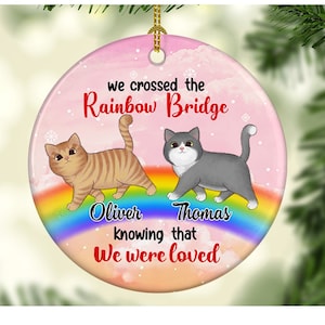 Cat Memorial Ornament, Pet Memorial Gift, Rainbow Bridge, Cat Owner Gift, Cat Mom Gift, Pet Loss, Sympathy Gift, Custom Christmas Ornament