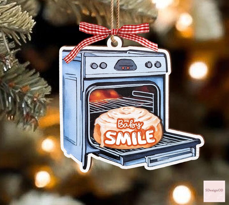 Baby Bun in the Oven Ornament, Pregnancy Ornament, Custom Expecting