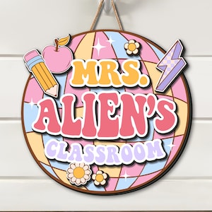 Personalized 3D Teacher Door Sign, Disco Ball Door Sign, Groovy Classroom Decor, Custom 3D Teacher Name Sign, Back To School, Teacher Gifts