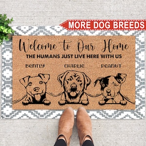 Personalized Dog Doormat, Welcome To Our Home, Dog Welcome Mat, Dog Lover Gift, Dog Dad Gift, Custom Door Mats, Dog Mom Gift, Dog Door Mat