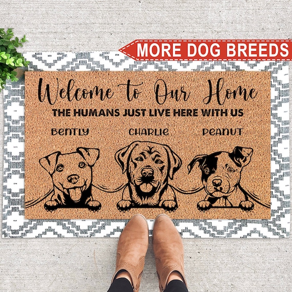 Personalized Dog Doormat, Welcome to Our Home, Dog Welcome Mat