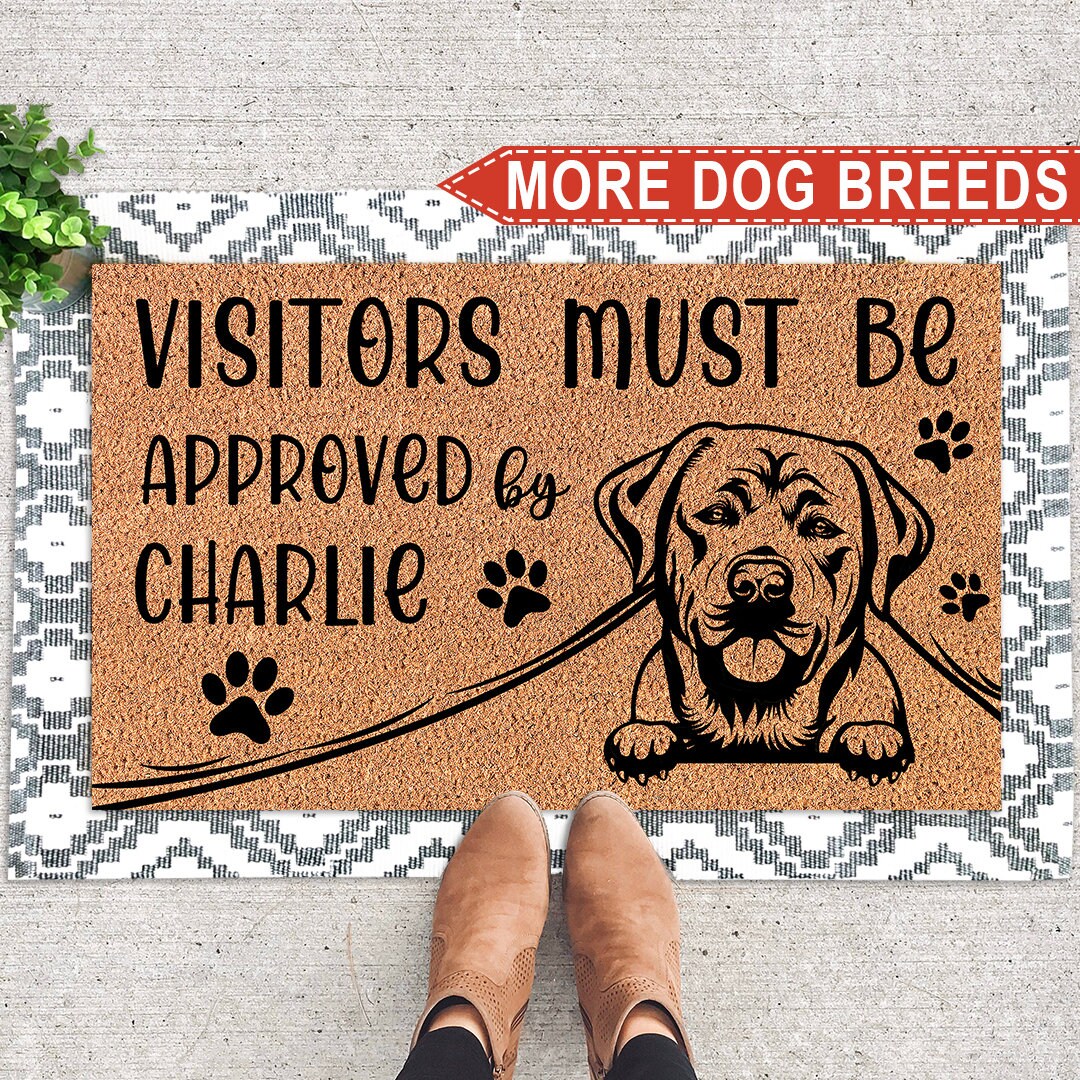Personalized Dog Doormat, Visitors Must Be Approved by Dog, Funny Welcome Mat Dog, Gift for Dog ...