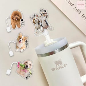 Personalized Pet Portrait Stanley Topper Straw Cover, Pet Photo Stanley Cup Straw Cover, Stanley Topper Straw Gift, Gift For Dog Lovers