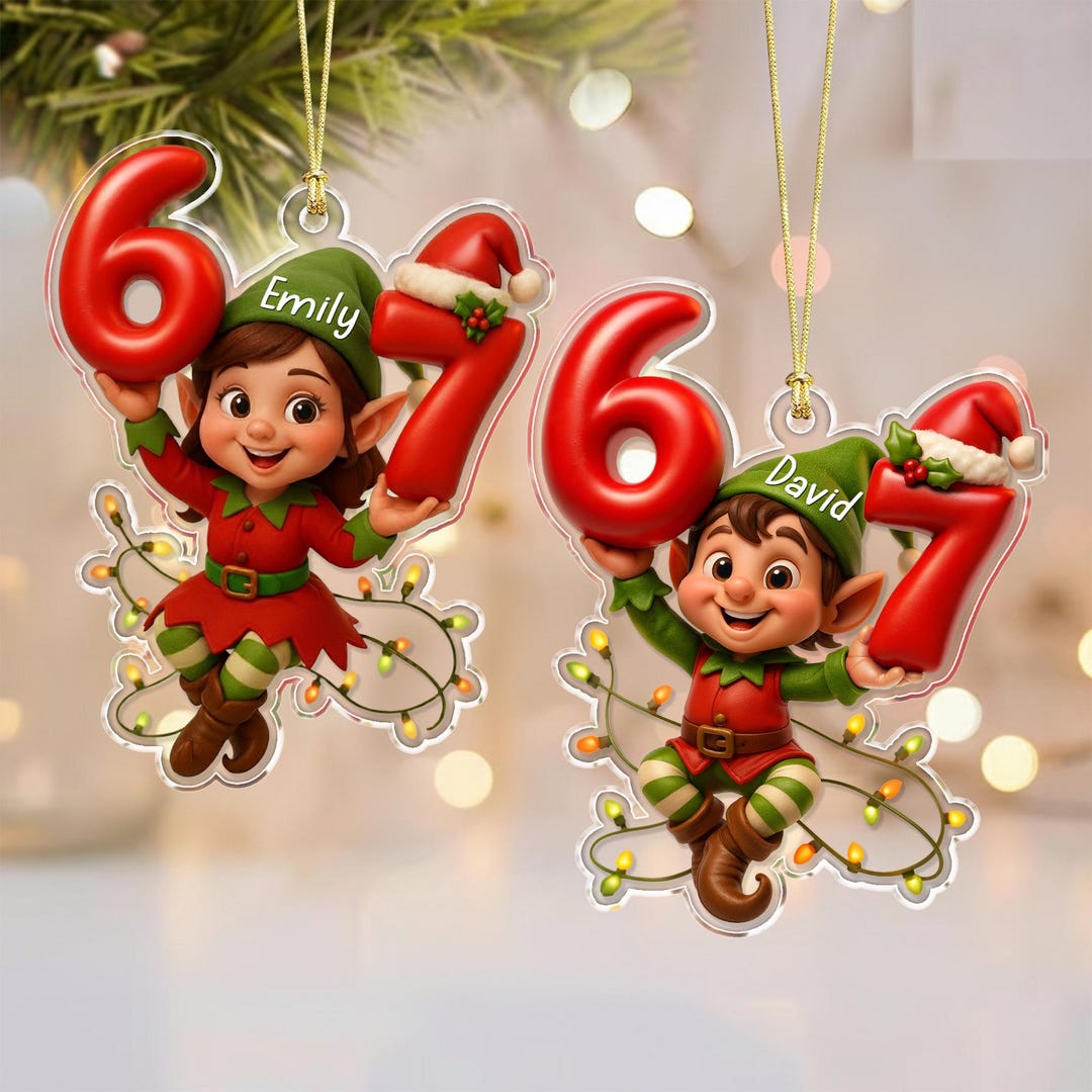 Personalized Name 67 Ornament, Funny Six Seven Ornament, 2D Flat 67 ...