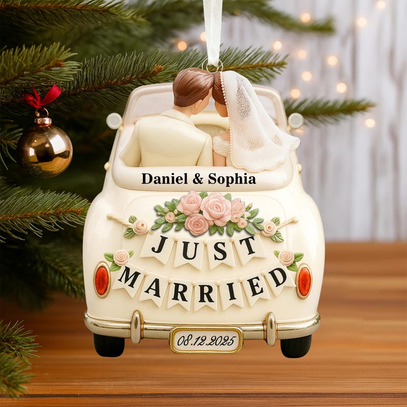 💍Free Personalization💍 Personalized First Christmas Married Ornament: 1st Christmas As Mr & Mrs Keepsake, Just Married Couple Gift