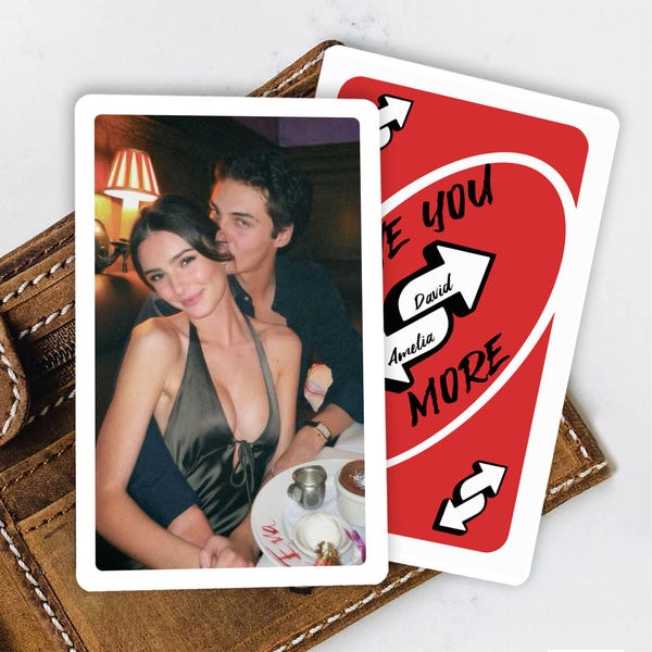 Personalized Photo Wallet Card, Valentines Gift for Him, Love You More Reverse Insert Card, Gamer Boyfriend Anniversary Gift, Couple Gift