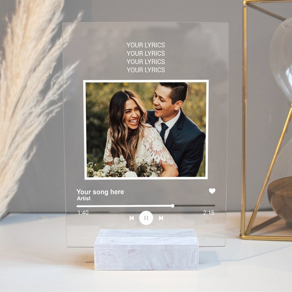 Custom Song Photo Plaque, Music Plaque, Couples Gift, Anniversary Gift For Girlfriend Boyfriend Wife Husband, Wedding Gift With Photo