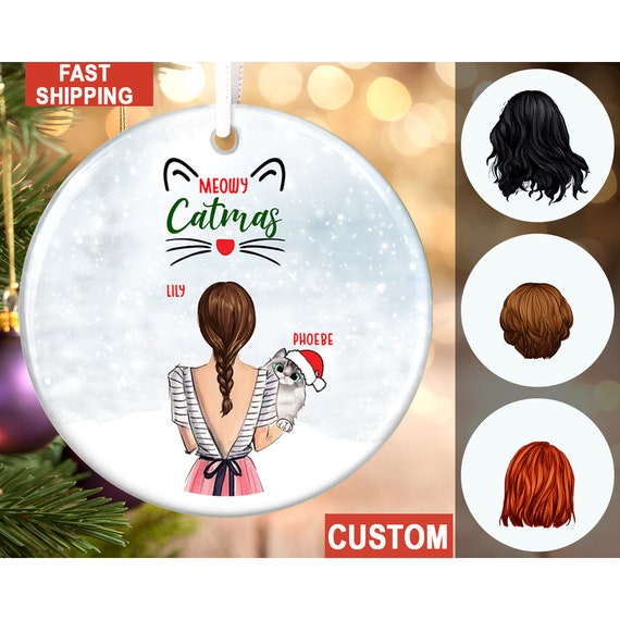Cat mom christmas ornament Clearance