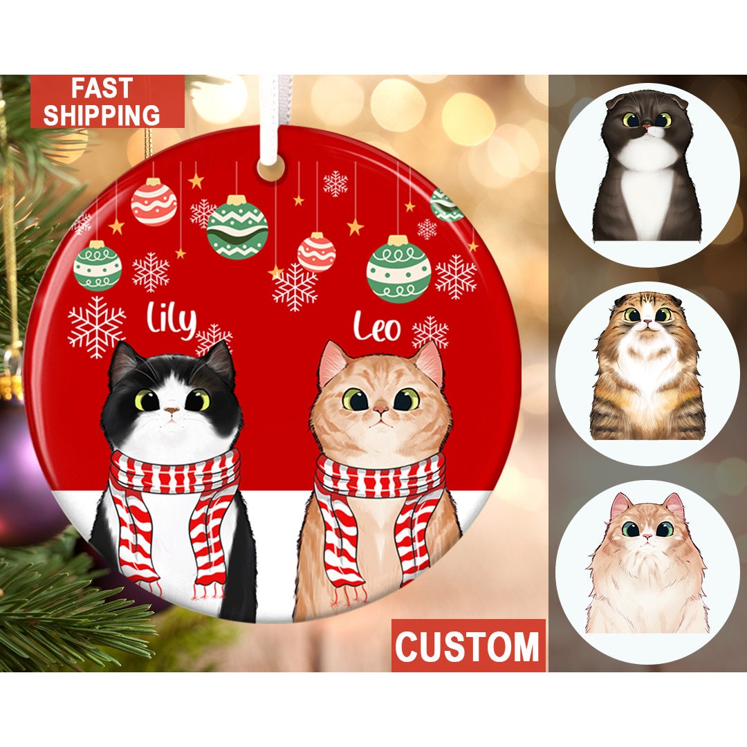 Personalized Cat Christmas Ornament, Cat Lover Gift, Custom Pet