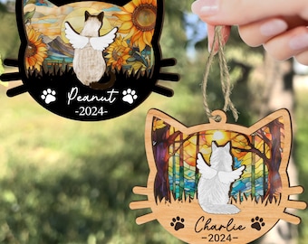 Custom Cat Ornament, Cat Memorial Suncatcher, Cat Loss Gift, Pet Loss Ornament, Cat Memorial Ornament, Cat Lover Gift, Pet Suncatcher Gift