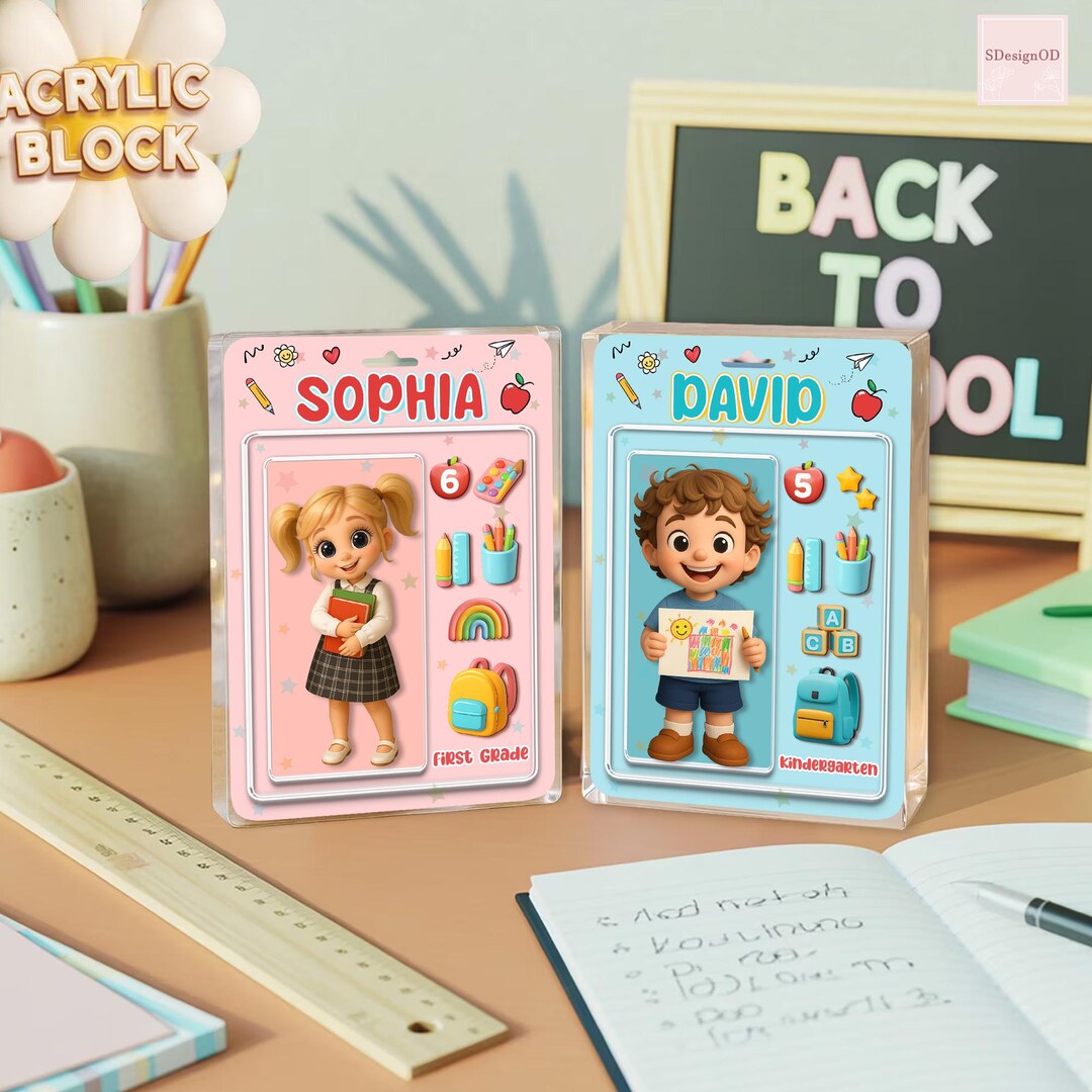 Custom Back to School Gift for Kids, Personalized Acrylic Figurine With ...