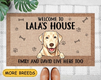 Personalized Dog Doormat, Dog Welcome Doormat, Welcome To Our Home, Dog Lovers Gift, Dog Owner Gift, Pet Welcome Mat, Gifts For Dog Mom