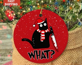 Cat Christmas Ornament, Black Cat Ornament, What Ornament, Cat Lover Gift, Christmas Decorations, Cat Mom Gift, Cat Dad Gift, Christmas Gift