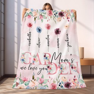 Moms Garden Personalized Blanket Mom Blanket Gift Custom Mom Blanket From Daughter Mothers Day Gift for Mom Custom Birth Flower Blanket Etsy