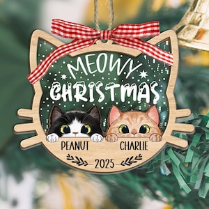 Personalized Cat Ornament, Cat Christmas Ornament, Cat Lover Gift, Christmas Tree Ornament, Cat Mom Gift, Cat Ornament Gift, Meowy Christmas