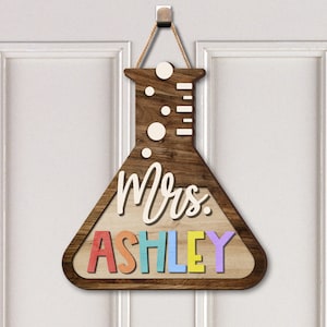 Custom 3D Science Teacher Name Sign, Science Classroom Decor, Teacher Door Hanger, Custom Teacher Door Sign, Back To School, Teacher Gift