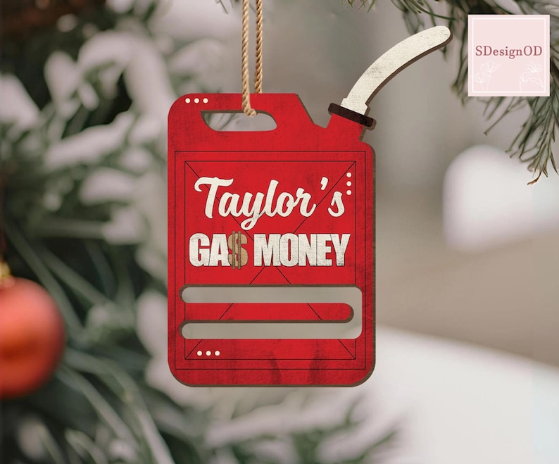 Personalized Gas Money Ornament, Gas Can Ornament, Gas Money Holder