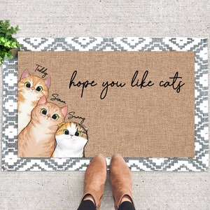 Personalized Cat Doormat, Cat Door Mat, Hope You Like Cats, Cat Rug, Gift For Pets,Pet Doormat,Custom Cat Doormat,Pet Lover Gift,Cat Doormat