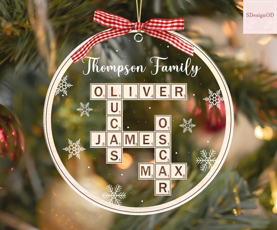Custom Family Christmas Ornament, Family Ornament, Crossword Ornament