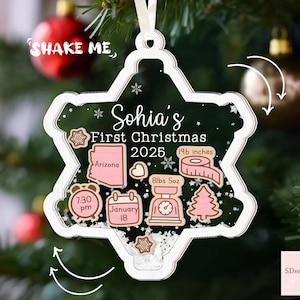 Baby&#39;s First Christmas Ornament, Baby 1st Christmas Ornament, New Baby Gift, 4D Shake Baby Ornament, Newborn Keepsake Gifts, Baby Shower