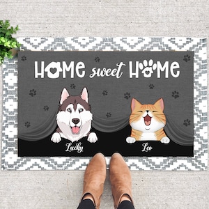 Personalized Pet Doormat, Home Sweet Home, Dog Doormat, Cat Lover Gift, Dog Lover Gift, Pet Welcome Mat, Dog Dad Gift, Dog Cat Doormat