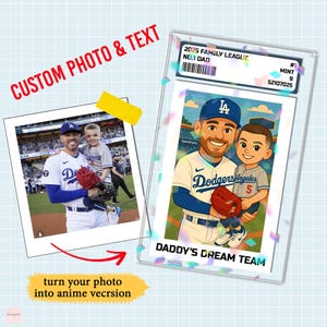 Tarjeta coleccionable de béisbol n.° 1 para papá e hijos, estilo 2D, tarjeta personalizada para billetera de papá, regalo para el Día del Padre, tarjeta del equipo de ensueño de papá