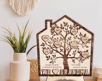 Grandma Family Tree Wooden Sign, Grandma Gift, Personalized Family Tree Sign, Mothers Day Gift, Grandkids Names Sign, Grandma Wood Plaque