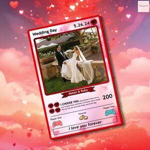 Tarjeta de aniversario con foto personalizada de Pokémon, regalo para él, tarjeta con foto de boda, regalo de aniversario, regalo de pareja, amante de Pokémon, billetera para pareja