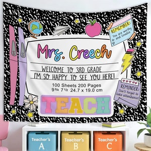 Custom Teacher Classroom Tapestry, Classroom Decor, Classroom Tapestry, Back To School, Welcome Teacher Classroom Banner, Classroom Banner