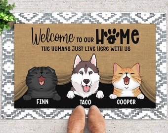 Custom Pet Doormat, Pet Welcome Door Mat, Welcome To Our Home, Personalised Mat, Cat Lover Gift, Cat Dog Lover Gift, Housewarming Gift