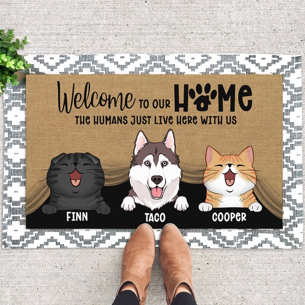 Custom Pet Doormat, Pet Welcome Door Mat, Welcome To Our Home, Personalised Mat, Cat Lover Gift, Cat Dog Lover Gift, Housewarming Gift
