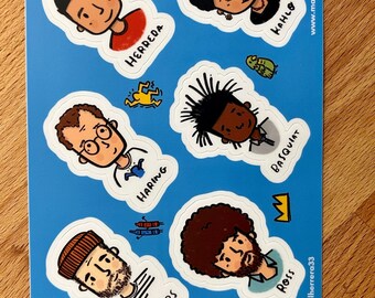 Artist Sticker Sheet - Jeffers, Haring, Ross, Basquiat, Kahlo, Herrera
