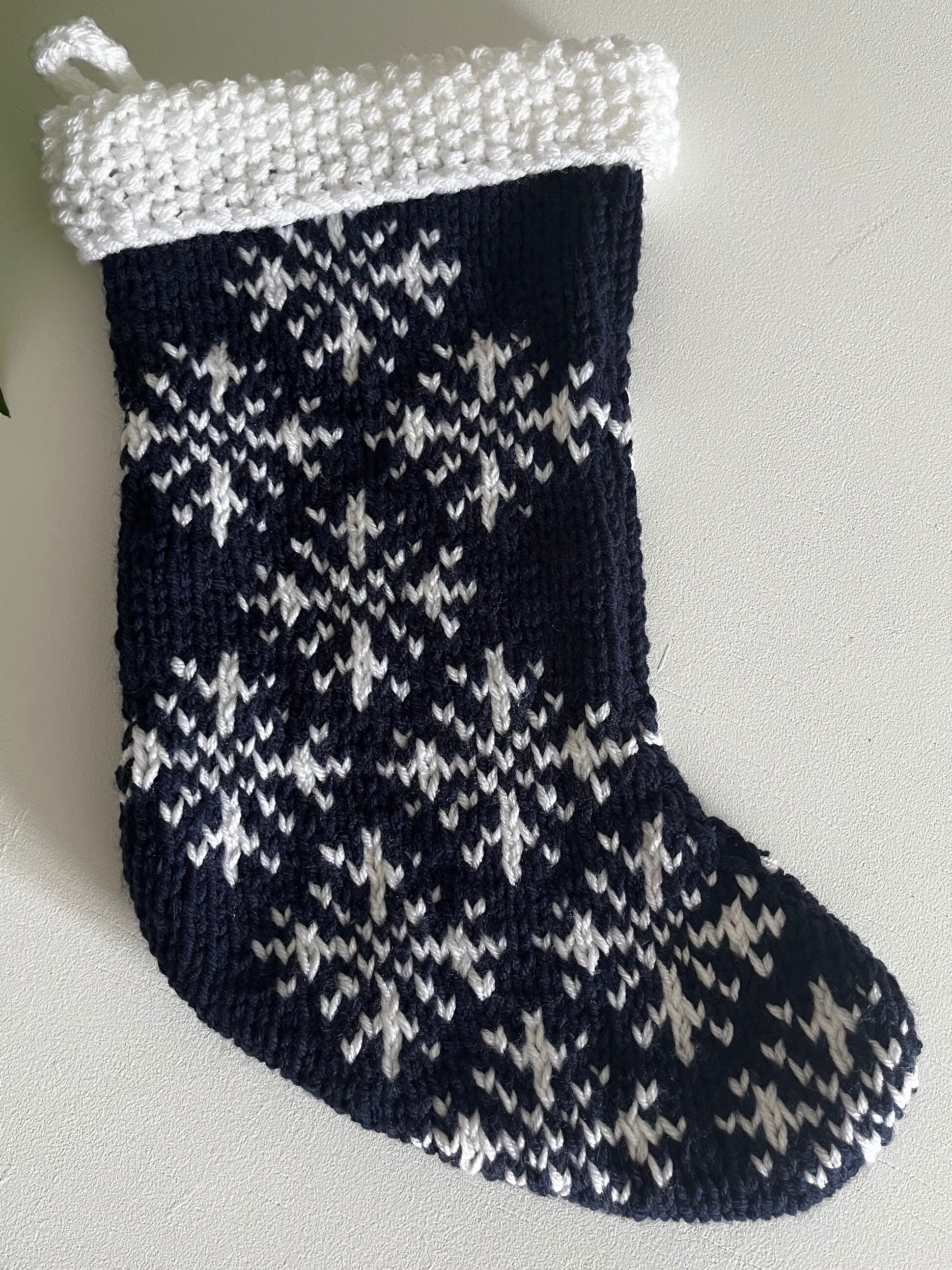 Navy blue knit christmas stocking Clearance